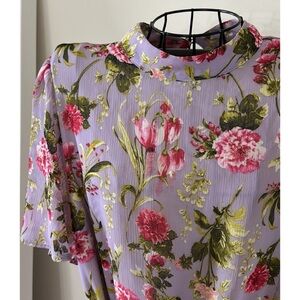 Forever 21 Floral Purple Romper with Belt size XL